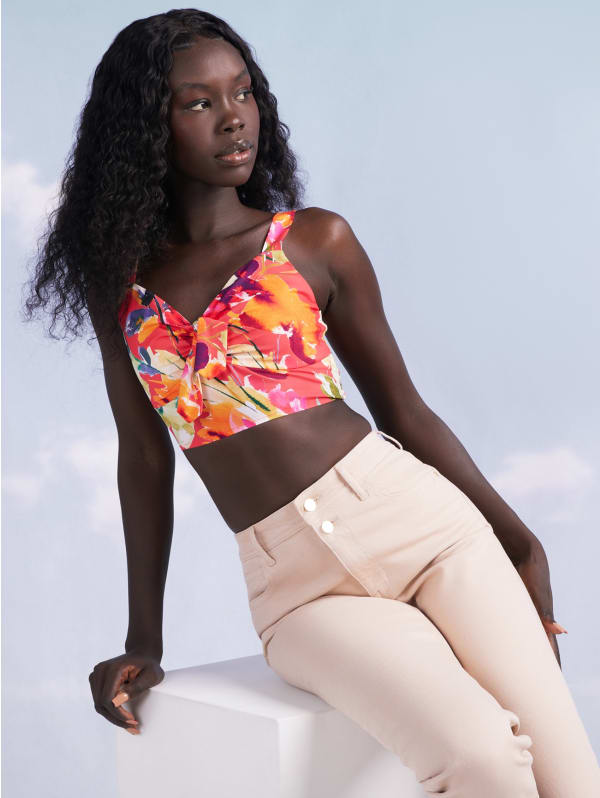 Leta Sleeveless Floral Crop Top | GUESS Factory Ca Leta Sleeveless Floral Crop Top | GUESS Factory Ca
