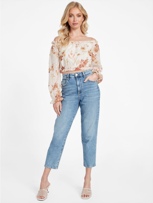 Emerge flower knit top (Light gray)