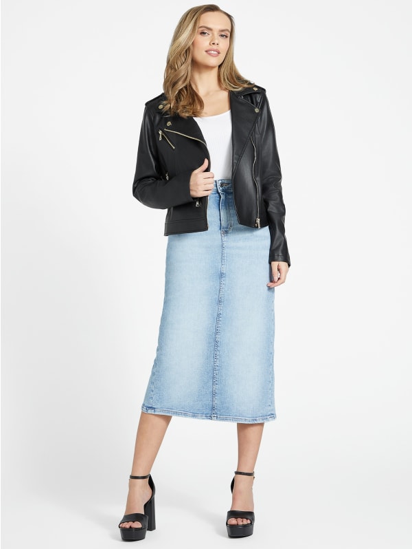 Ellie Faux-Leather Moto Jacket | GUESS Factory Ellie Faux-Leather Moto Jacket | GUESS Factory