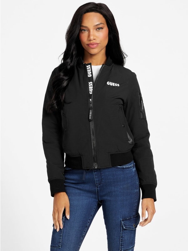 Jersey half-zip jacket with patch in blue | GUCCI® Canada