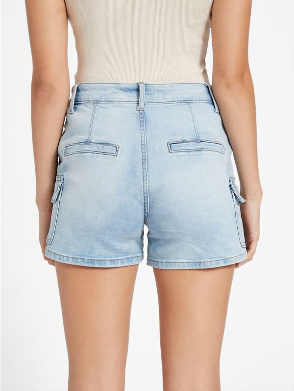 Helena High-Rise Denim Cargo Shorts | GUESS Factory Helena High-Rise Denim Cargo Shorts | GUESS Factory