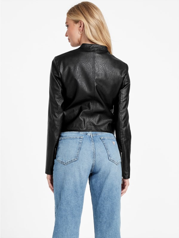 Dixie Faux-Leather Lace-Up Jacket | GUESS Factory Dixie Faux-Leather Lace-Up Jacket | GUESS Factory