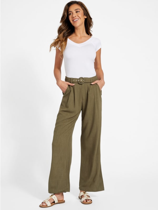 Charlie Belted Linen Pants | GUESS Factory