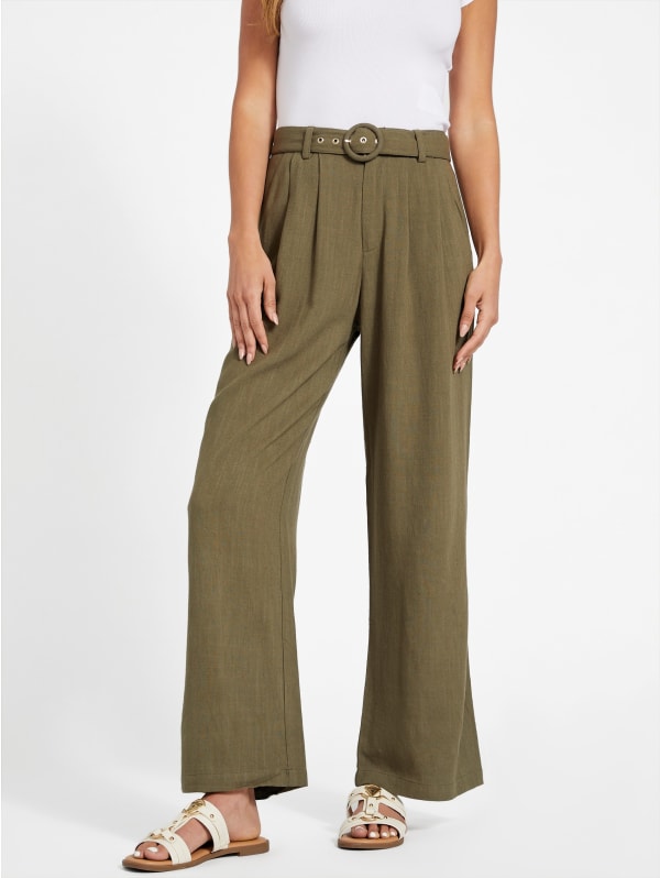 Charlie Belted Linen Pants | GUESS Factory
