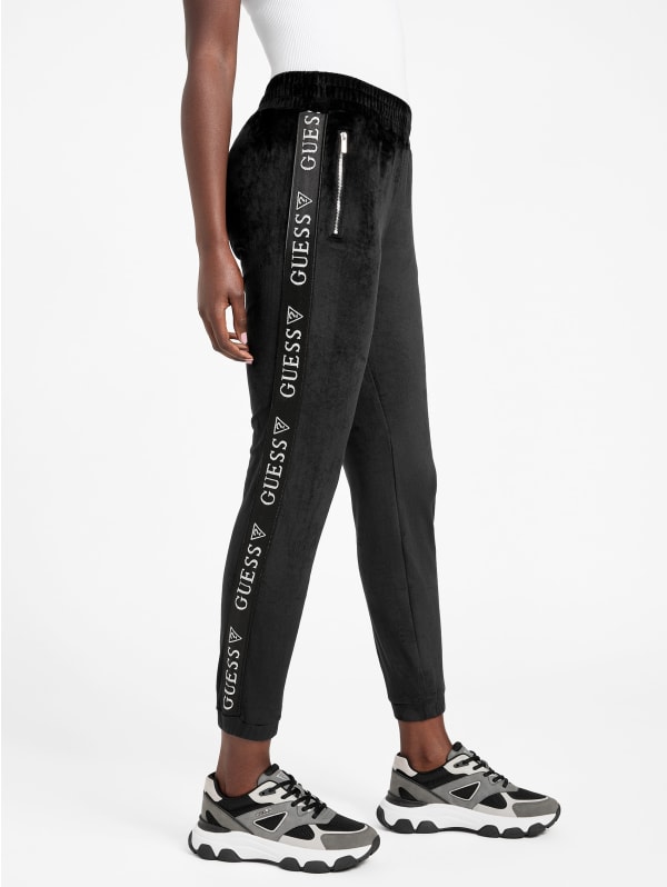 Eco Janess Logo-Tape Velour Joggers | GUESS Factory