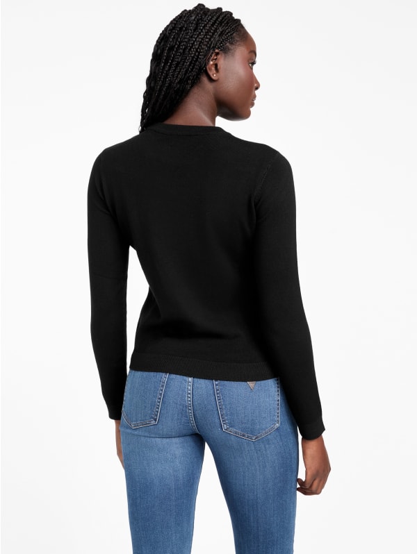 Peggy Rhinestone Logo Sweater | GUESS Factory