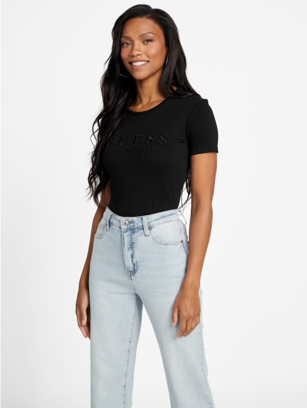Lizza Embroidered Logo Tee | GUESS Factory Lizza Embroidered Logo Tee | GUESS Factory