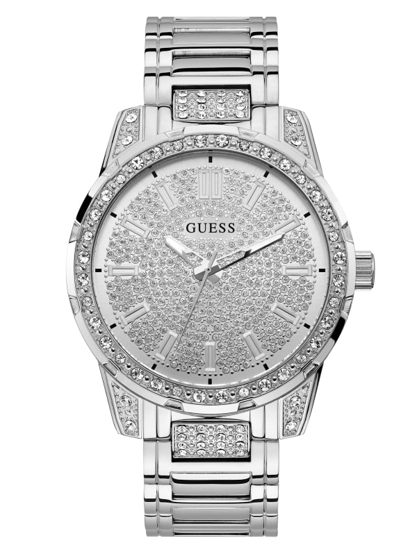 Silver-Tone and Rhinestone Analog Watch | GUESS Factory