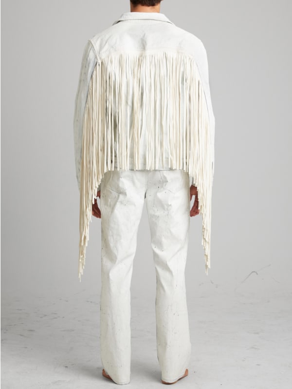 Painted Denim Fringe Jacket | GUESS