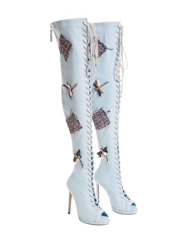 Knee-High Denim Boots | GUESS Knee-High Denim Boots | GUESS