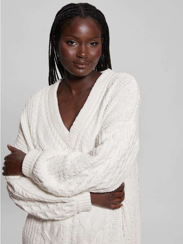 Aki Chenille Cable-Knit Sweater | GUESS