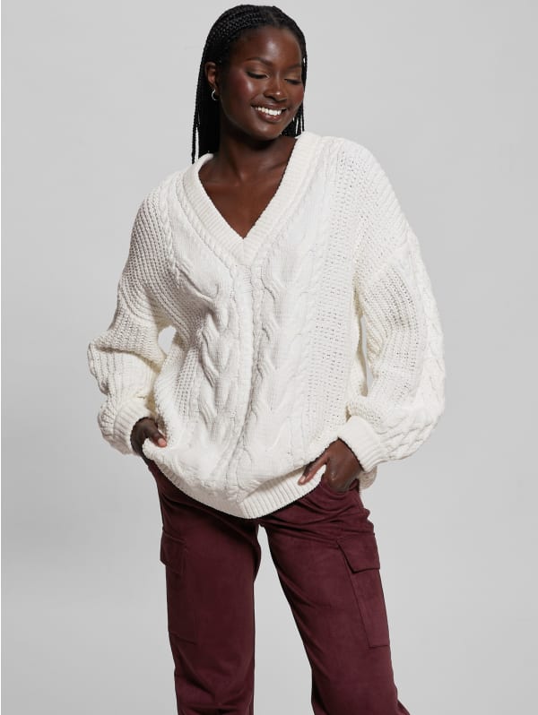 Aki Chenille Cable-Knit Sweater | GUESS Aki Chenille Cable-Knit Sweater | GUESS