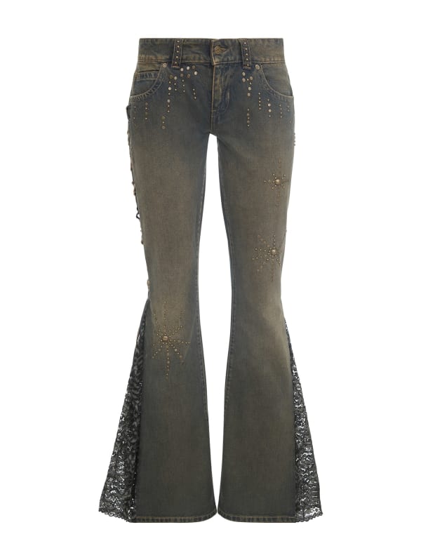 デニム・ジーパン ETRO Women Flare Pants WRNB0004AD247S9095 Grey flare lace jeans | GUESS