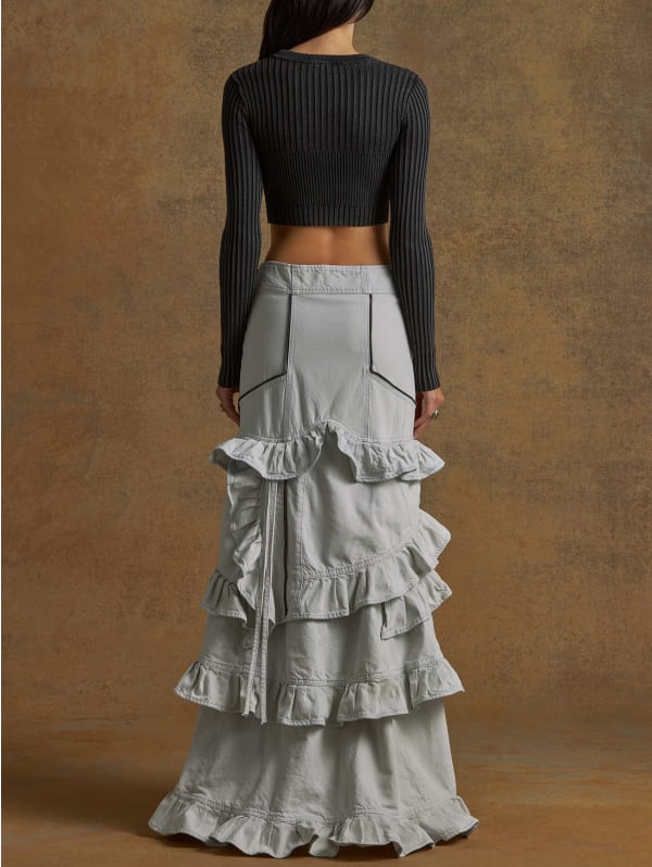 denim ruffle skirt | GUESS