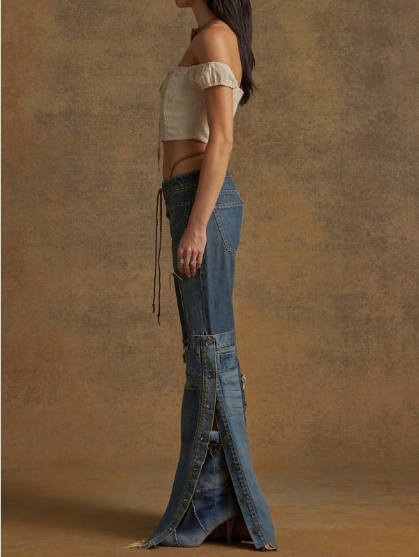 patchwork wide-leg jeans | GUESS