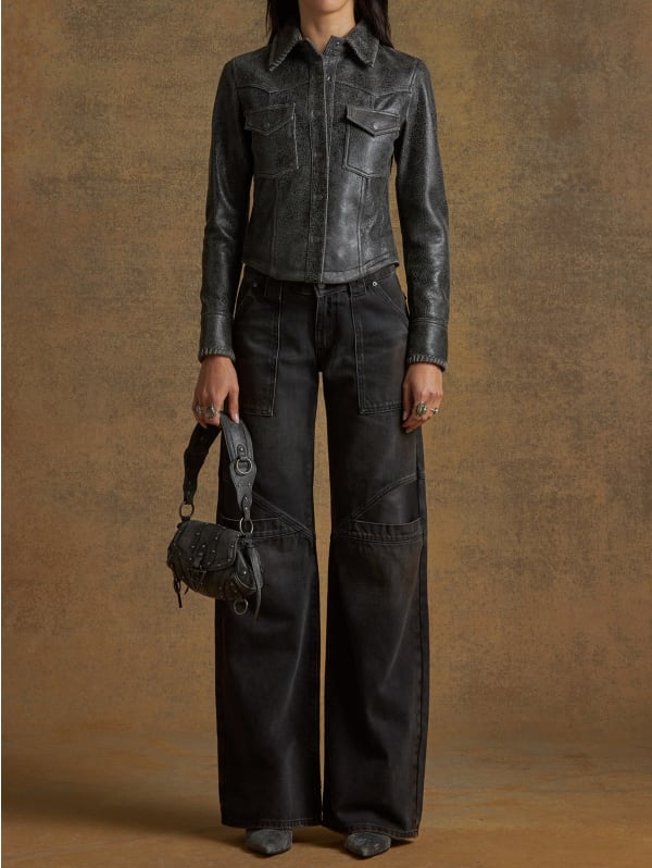 low-rise wide leg denim pants | GUESS