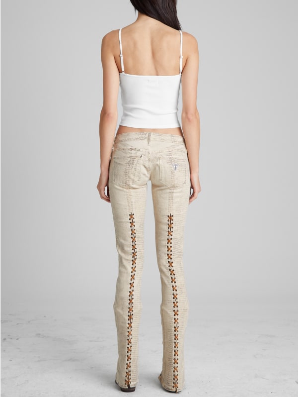 Laced Flared Denim Jeans | GUESS