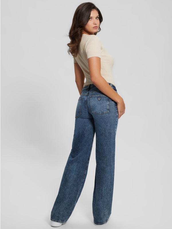 low-rise wide leg denim | GUESS
