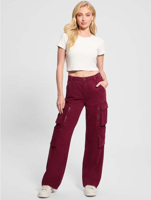 [OPEN YY] / ☆ 24FW ROLLED WAIST CARGO PANTS / BURGUNDY OPEN YY Rolled Waist Cargo Pants Burgundy – LAW DIVINE