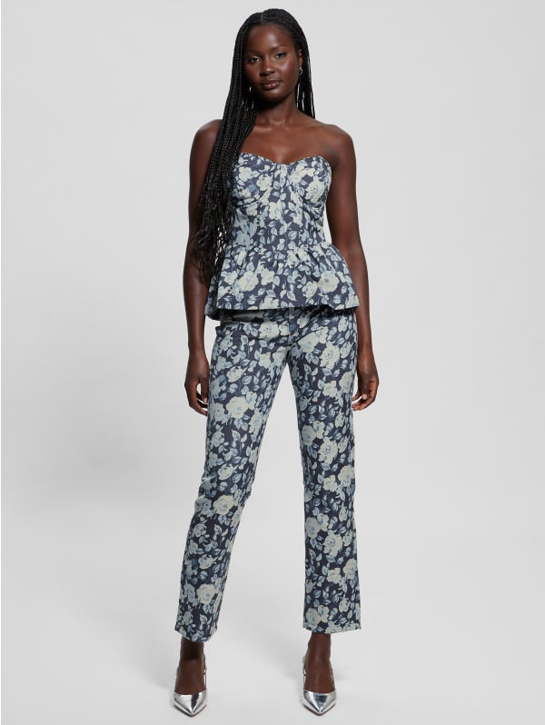 Margaux Floral Denim Corset | GUESS Margaux Floral Denim Corset | GUESS