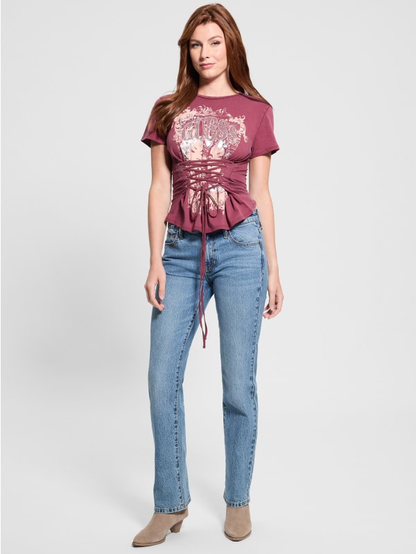 Eco Daisy Lace-Up Tee | GUESS Canada