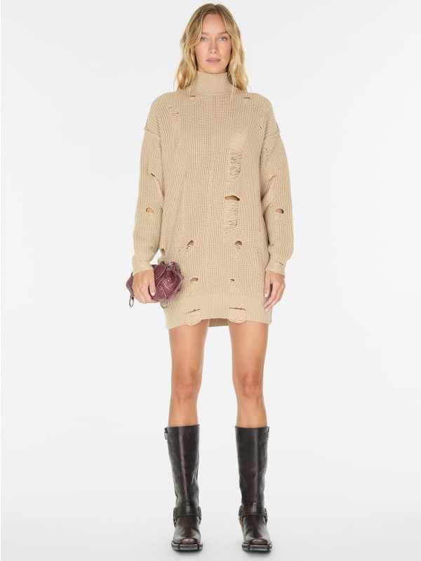 distressed sweater dress | GUESS