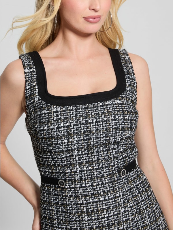 Verybrain Square Neck Tweed Dress 新品タグ付き Eco Yvonne Tweed Dress | GUESS