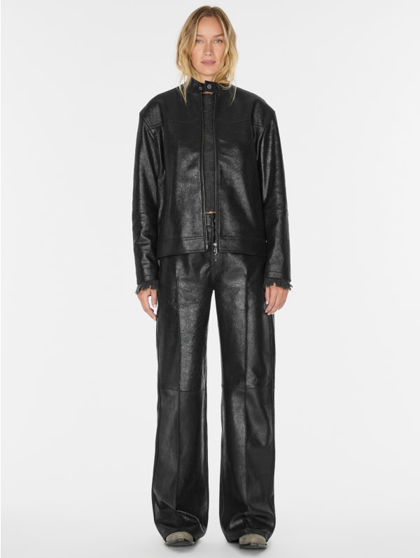 【関税込み】GUESS USA ブラック クラックレザー ジャケット crackled leather moto jacket | GUESS
