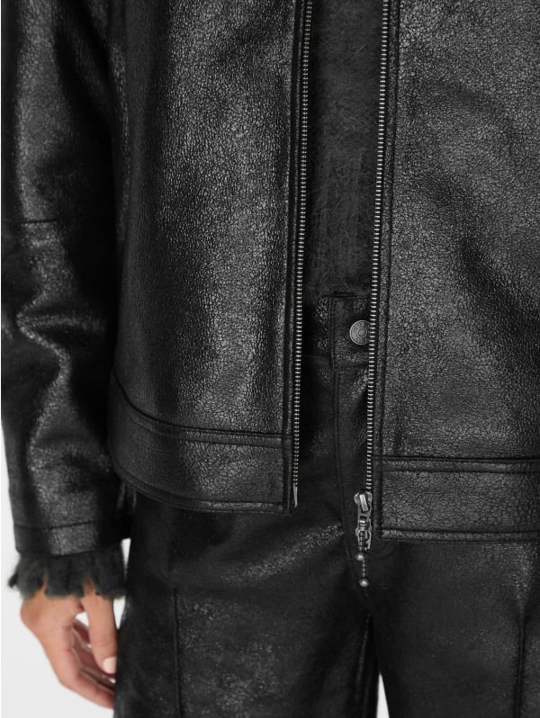 crackled leather moto jacket | GUESS