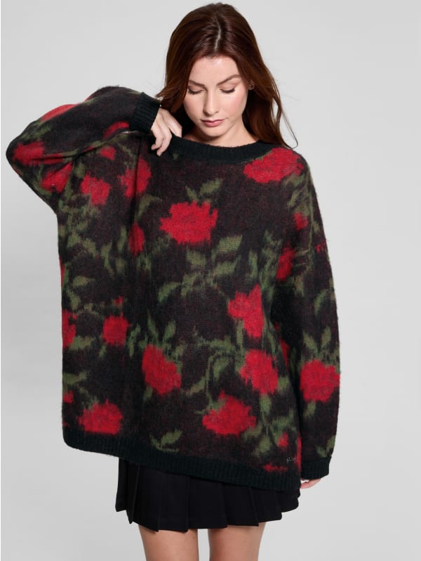 Eco Roses Oversized Sweater | GUESS