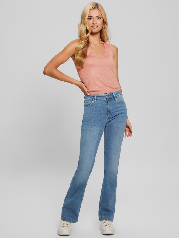 Janine Rhinestone Sweater-Knit Top | GUESS