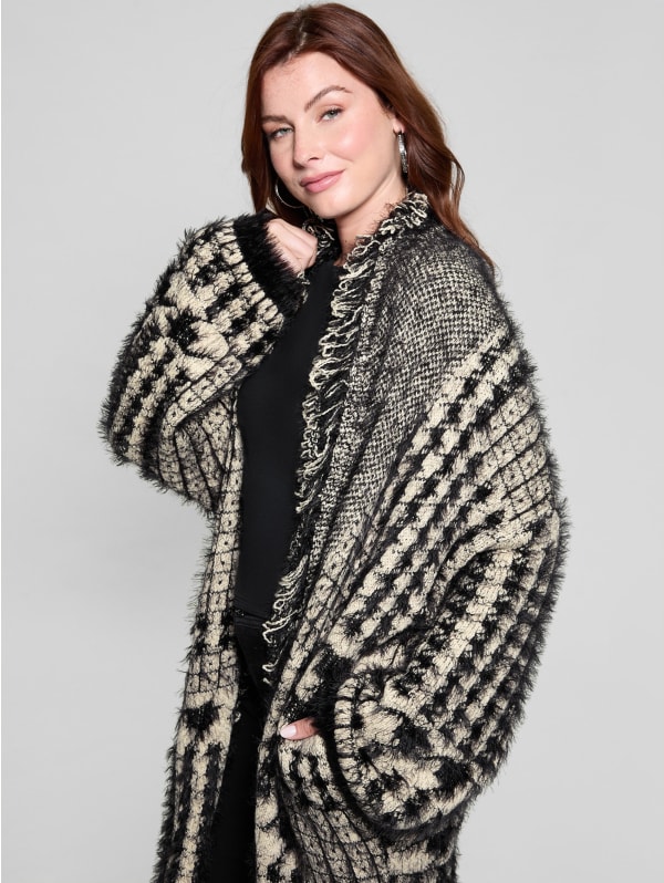 Lee Fringed & Patchwork Long Cardigan | GUESS Lee Fringed & Patchwork Long Cardigan | GUESS