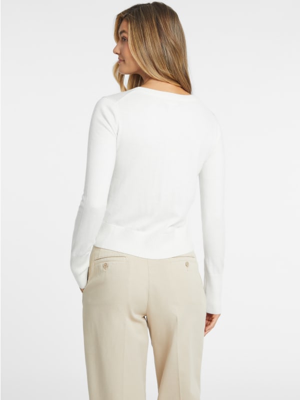 Silk and Wool-Blend V-Neck Logo Sweater | GUESS