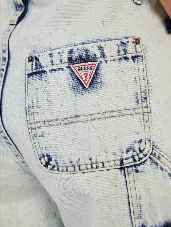 usa guess オーバーオール flocked denim overalls | GUESS