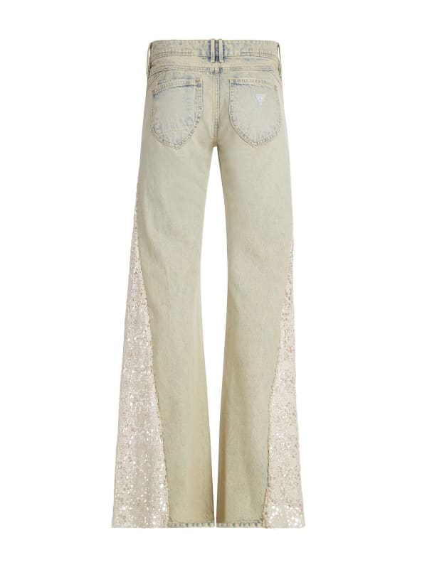 lace denim flare pants | GUESS