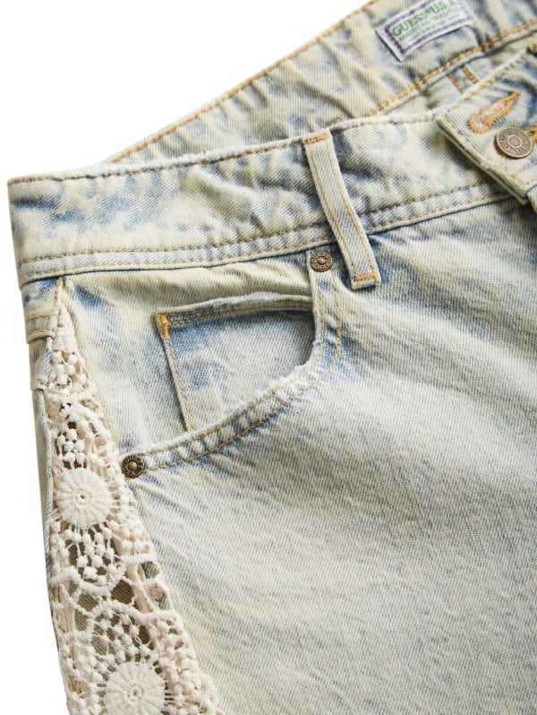 lace denim flare pants | GUESS