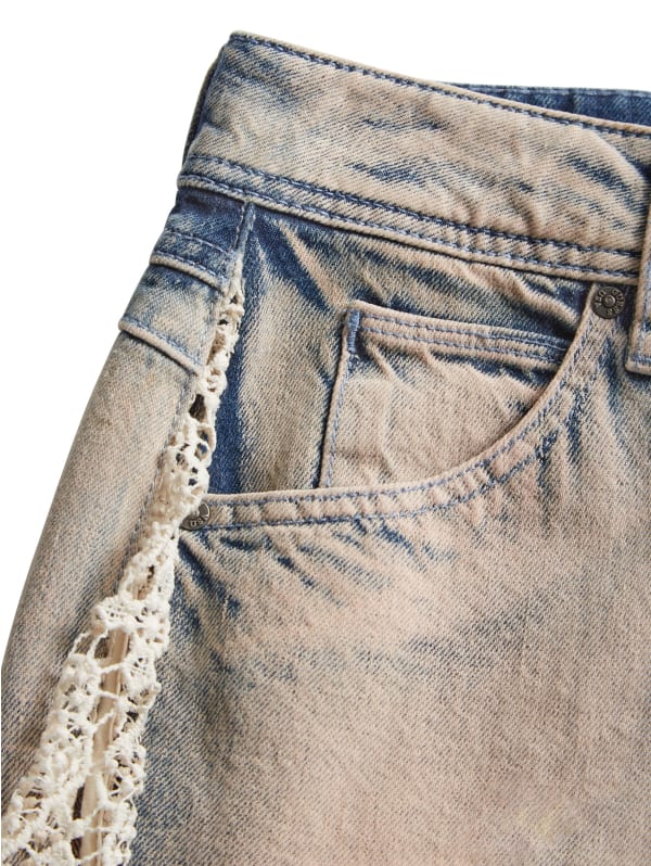 lace denim flare pants | GUESS lace denim flare pants | GUESS