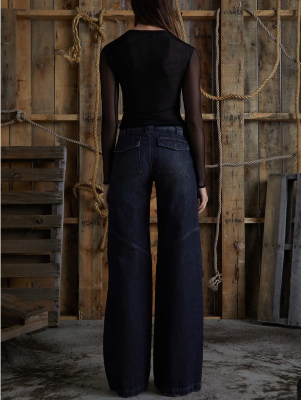 low-rise wide leg denim pants | GUESS