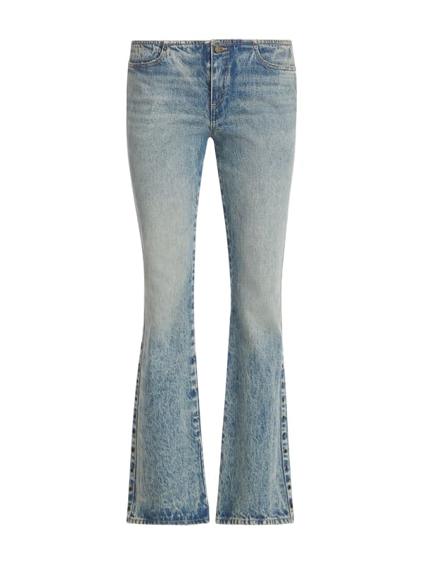 eyelet low-rise denim pants | GUESS
