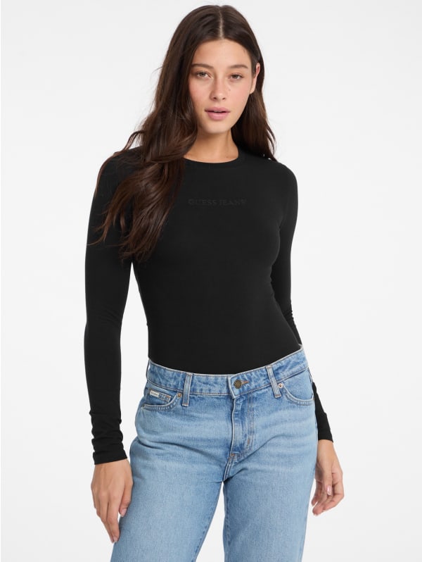 Slim Embroidered Long-Sleeve Tee | GUESS