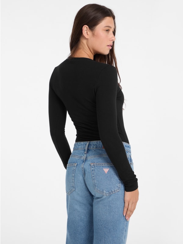 Slim Embroidered Long-Sleeve Tee | GUESS