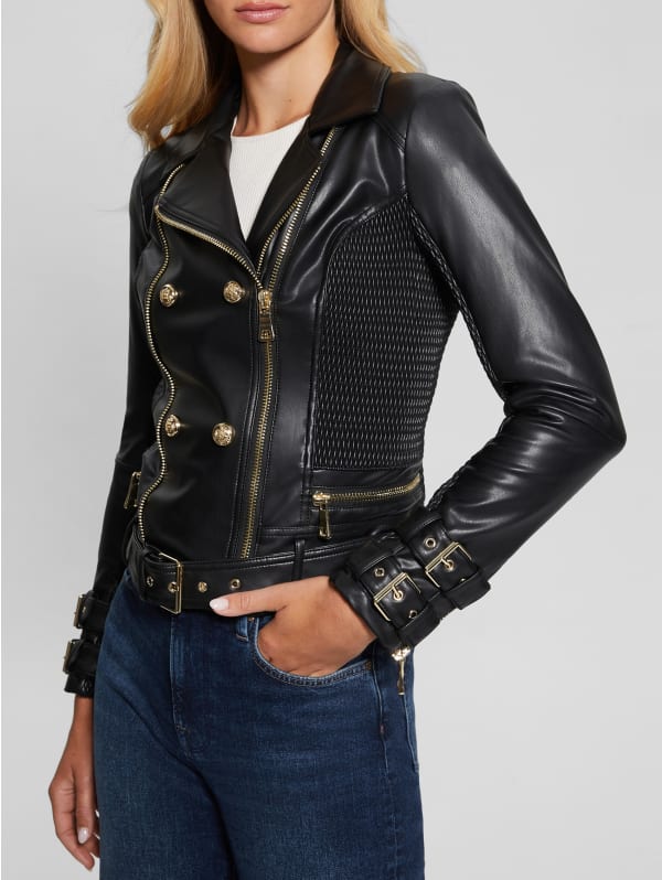 開店祝い Myla Faux-Leather GUESS | Jacket Moto ジャケット・アウター