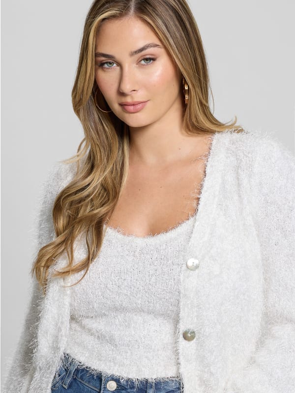 Emiko Eyelash Crop Cardigan | GUESS
