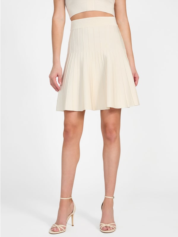 NWT $79 Guess Womens Mini Skirt White Size 8 Straight Linen