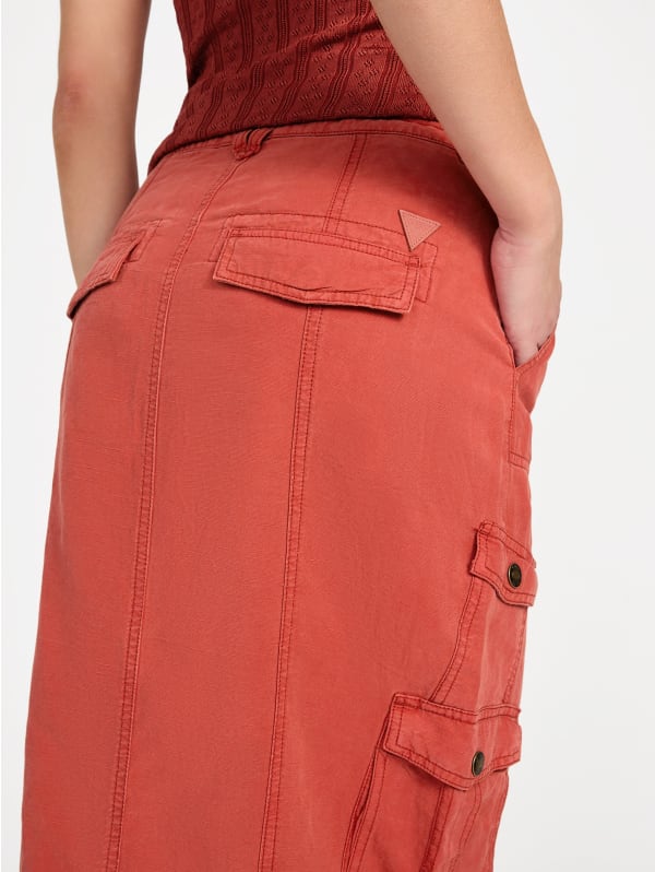 【COLOR iN ID】Flap cargo skirt solid color flap pocket cargo skirt casual drawstring back
