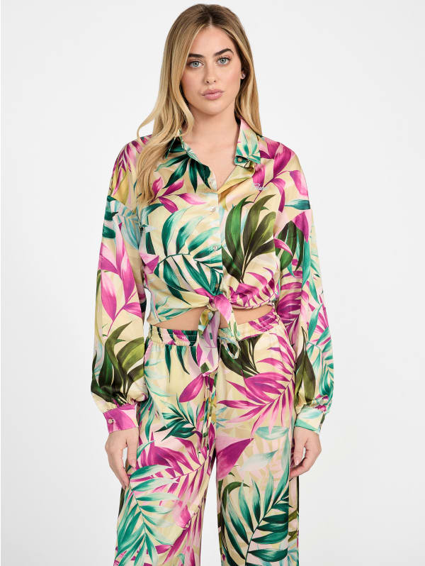 Eco Jun Printed Satin Shirt | GUESS Eco Jun Printed Satin Shirt | GUESS