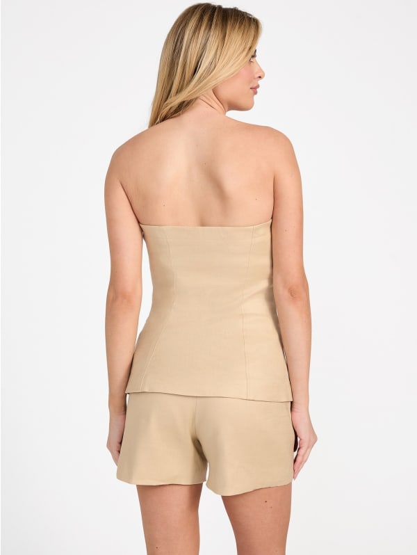 売れ筋商品|||ゲス カットソー トップス レディース Women's Isabeau Sleeveless Corset Button-Front Top Foamy Taupe W5GH0LWH5L2-G011-ALT5