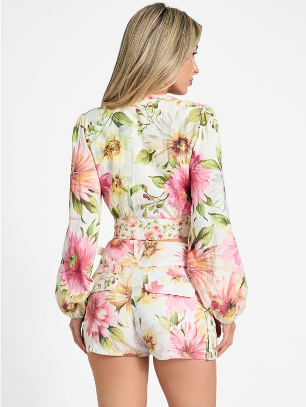 Colette V-Neck Bow Top | GUESS
