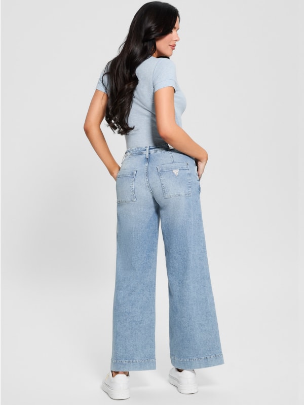 Eco Zoya Cropped Wide Jeans | GUESS Canada