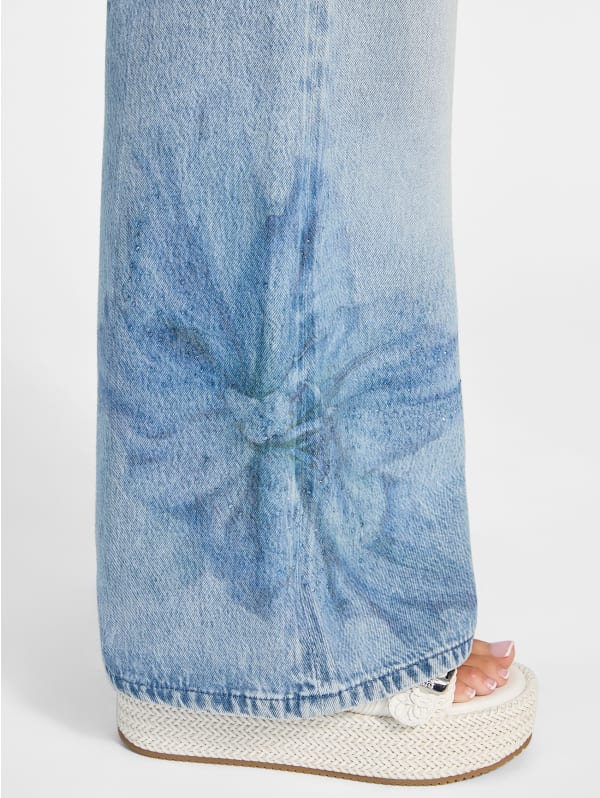 Eco Bellflower Floral Wide Leg Jeans | GUESS